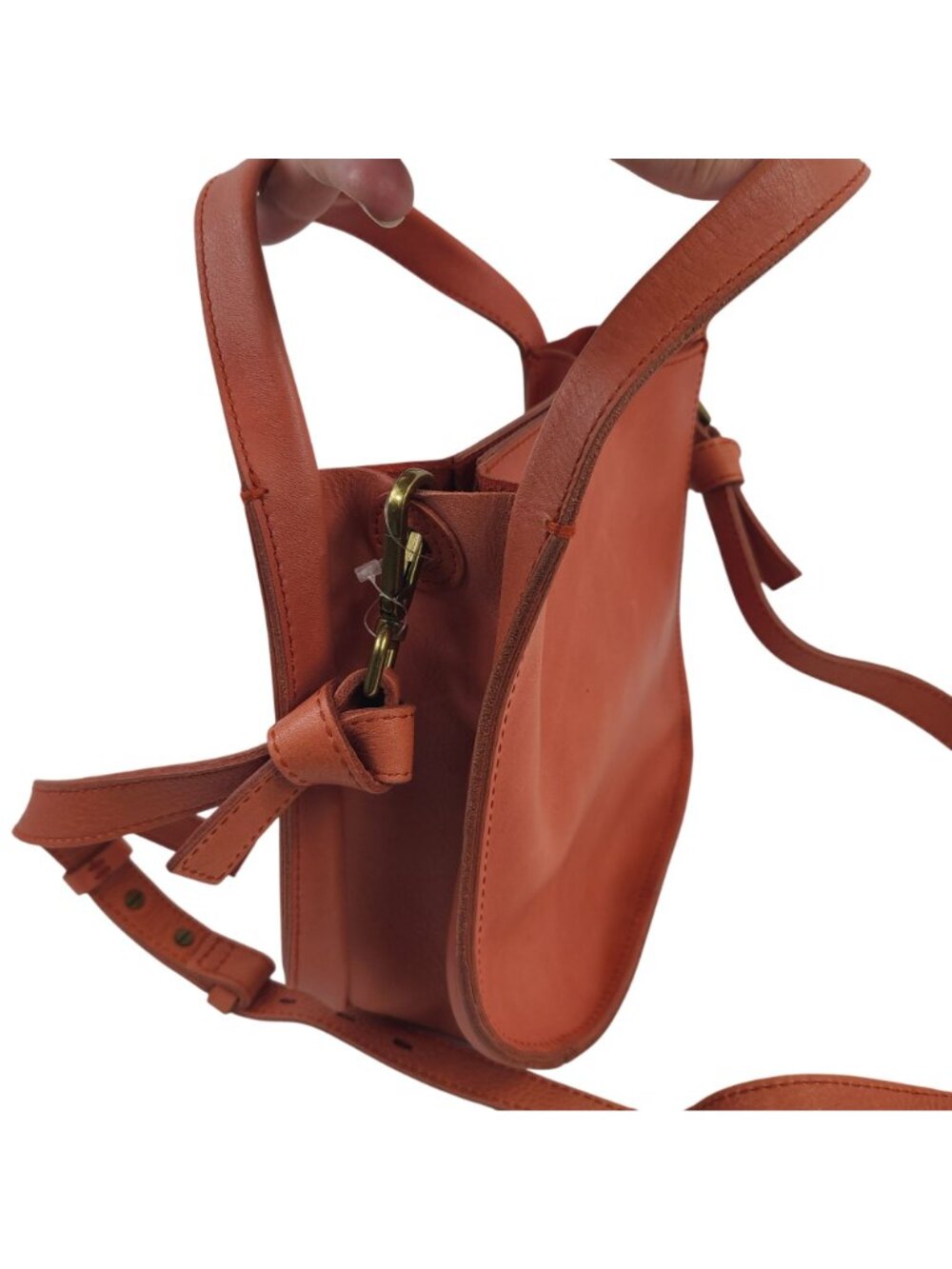 NEW Madewell Small Leather Crossbody Bag In Burnt Orange Brass Hardware - Picture 4 of 9
